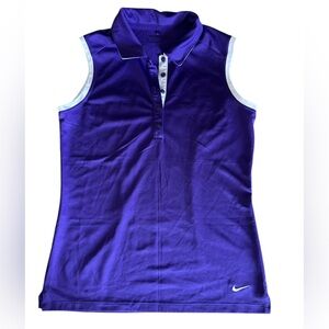 Nike Women’s Dri-Fit Golf Top Sleeveless Collared Button Purple Size Small